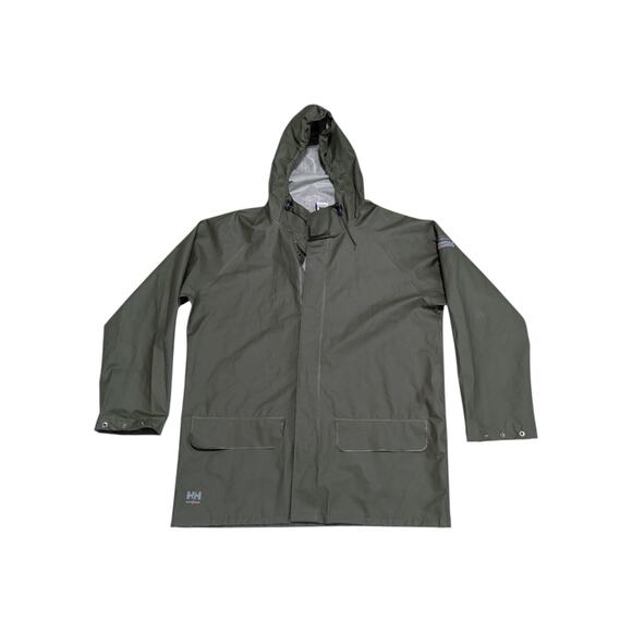 Helly Hansen Workwear Mandal Adjustable Waterproof Jacket PVC Olive Green Large - Picture 1 of 9